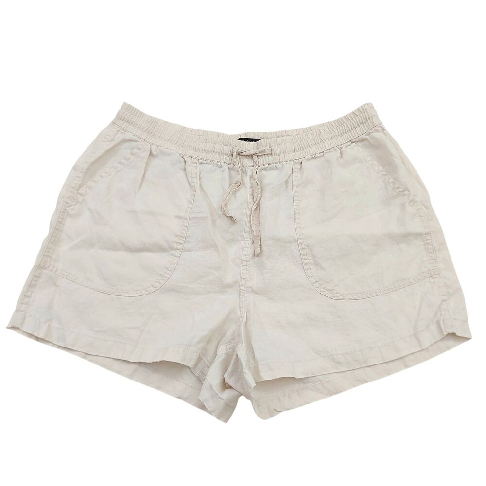 Quince Women's High Waist Drawstring Shorts in Light Beige